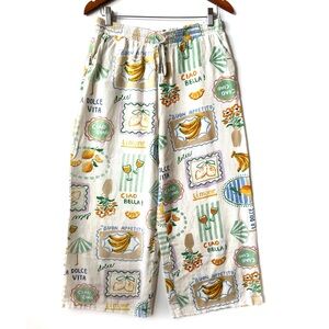 Label of Love Linen Blend Limone Wide Leg Cropped Pants Italy